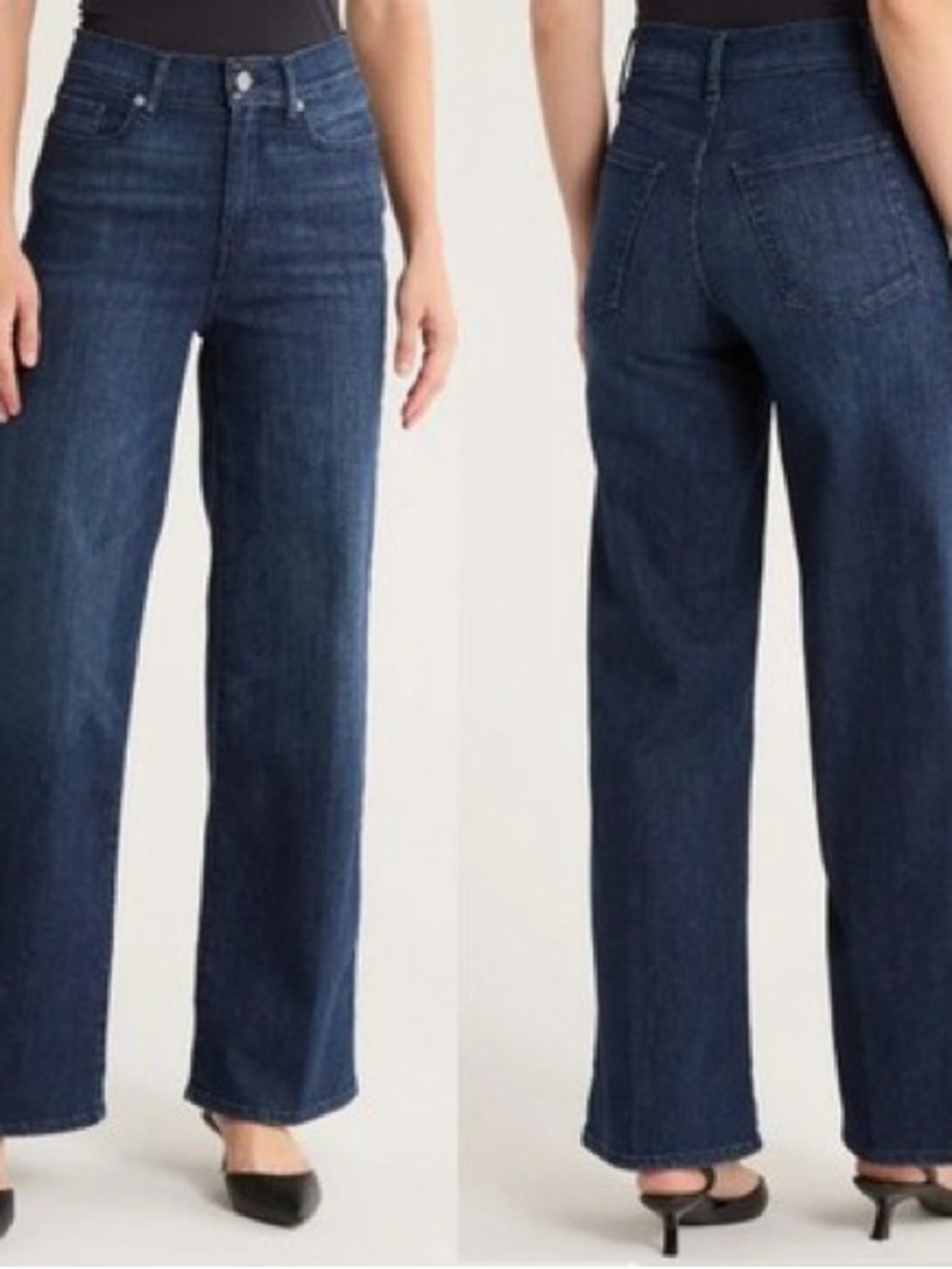 Frame Le Slim Palazzo Dark Blue High-Rise Straight Leg Women's Jeans